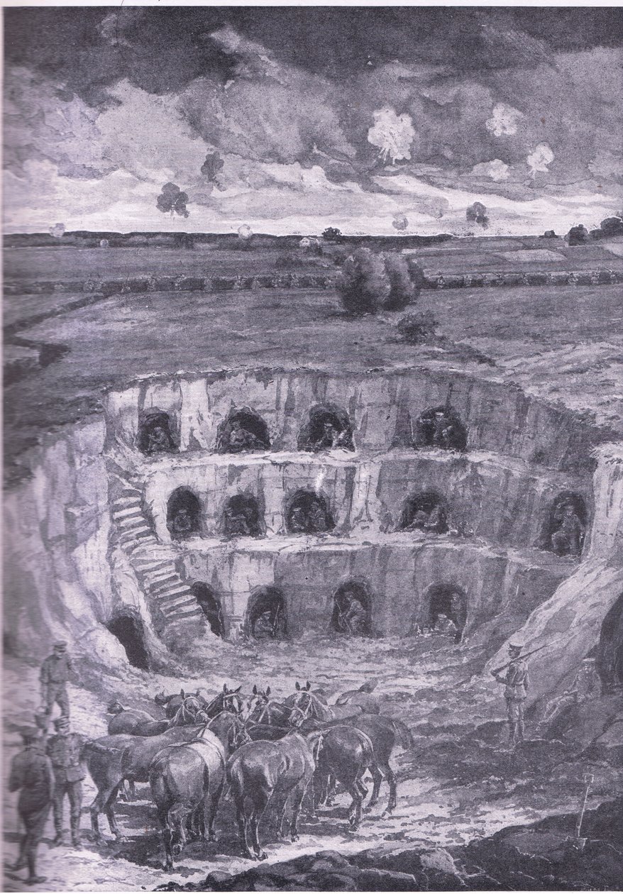 De moderne hulebeboerne, fra History of the Great War Vol 3 utgitt av Waverley Book Co Limited, ca. 1920 av Ralph Cleaver