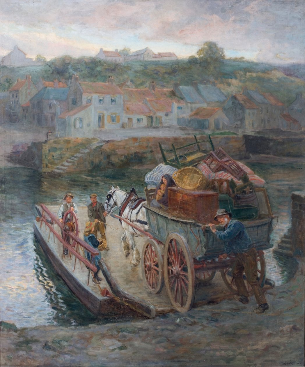 Krysser Hylton Ferry, 1912 av Ralph Hedley