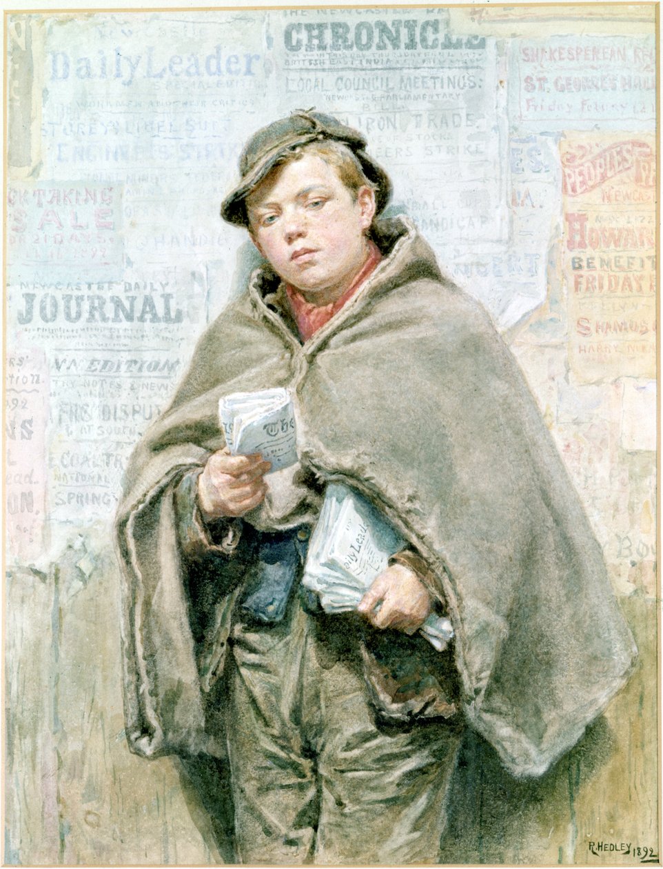 The Newsboy (kroppsfarge) av Ralph Hedley