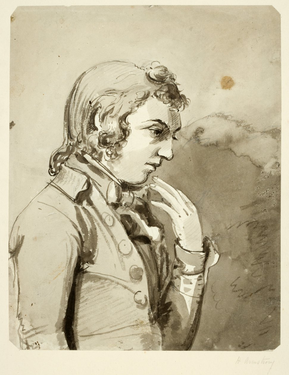 Portrett av Henry Armstrong (blyant og wc på papir) av Ralph II Waters