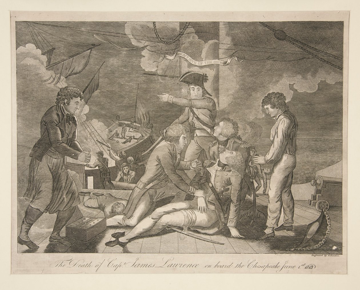 Kaptein James Lawrences død om bord på Chesapeake, 1. juni 1813 av Ralph Rawdon