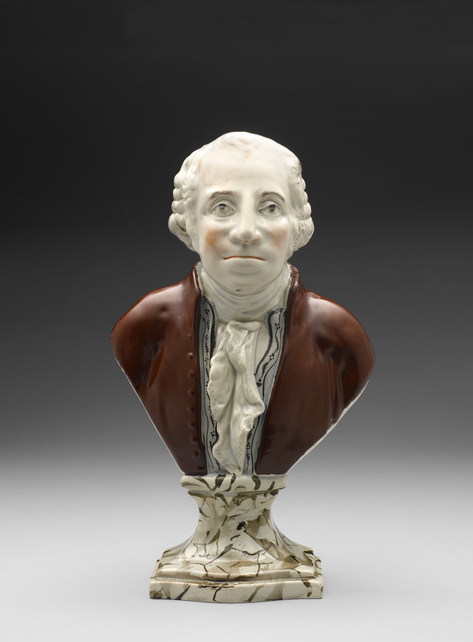 Byste av George Washington, ca. 1782-1795 (blyglasert keramikk (perletøy) med overglasur emalje) av Ralph Sr. Wood