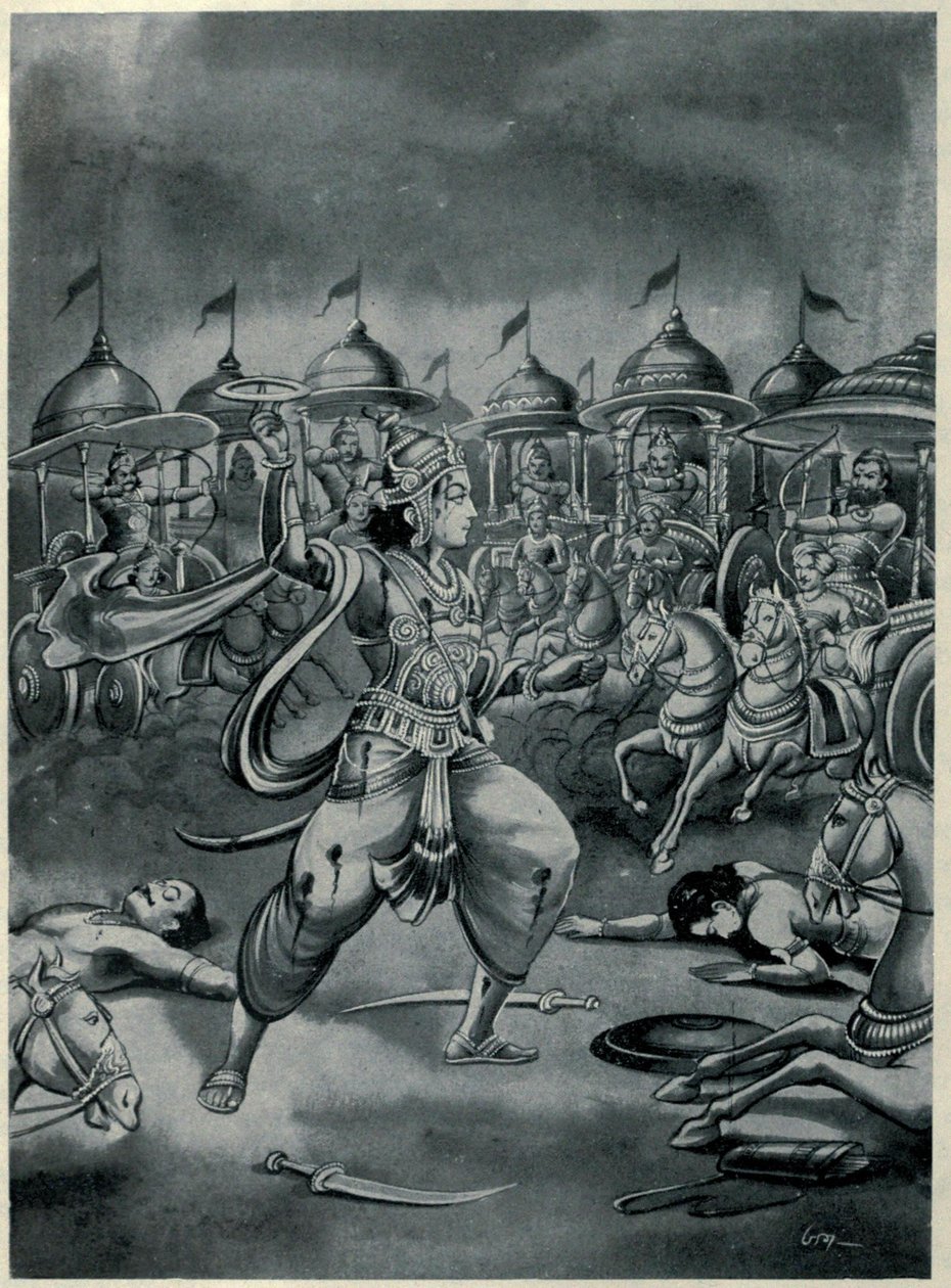 Abhimanyu Buttling alene i Chakravyuh av Ramanarayanadatta astri