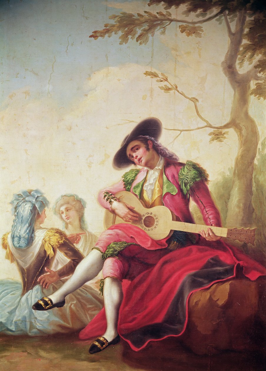 Den elegante mannen som spiller gitar av Ramon Bayeu y Subias