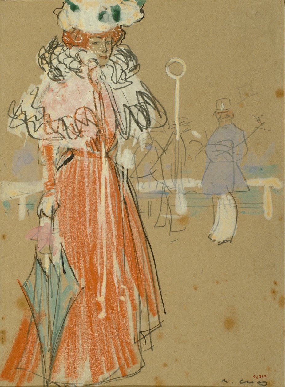 Kvinnelig figur i rødt av Ramon Casas i Carbo