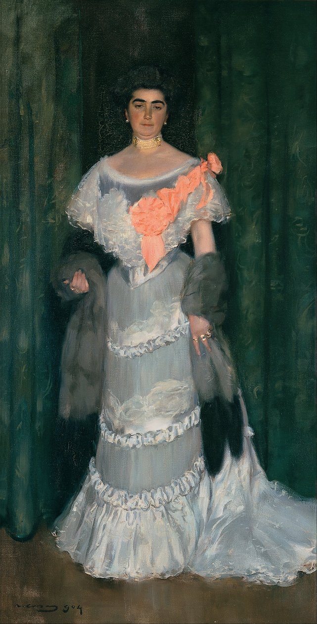 Montserrat Casas de Nieto, i kveldskjole av Ramon Casas i Carbo