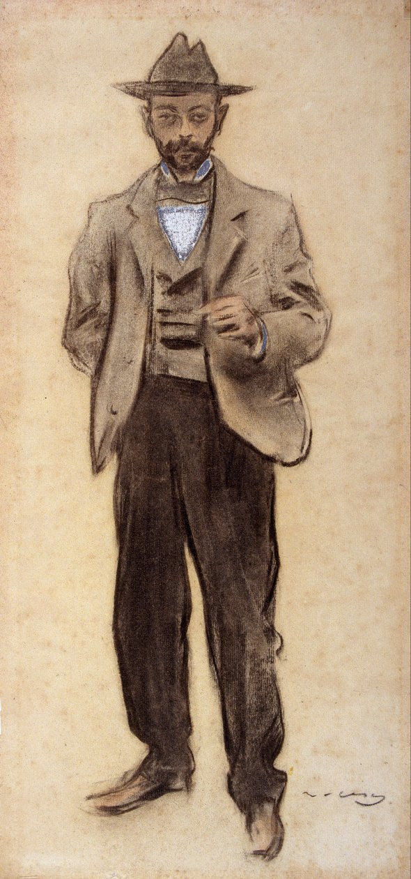 Portrett av Manolo Hugué av Ramon Casas i Carbo