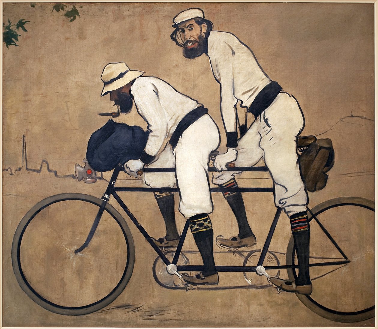 Ramon Casa og Pere Romeu på tandem. Maleri av Ramon Casas (1866-1932), Olje på lerret av Ramón Casas