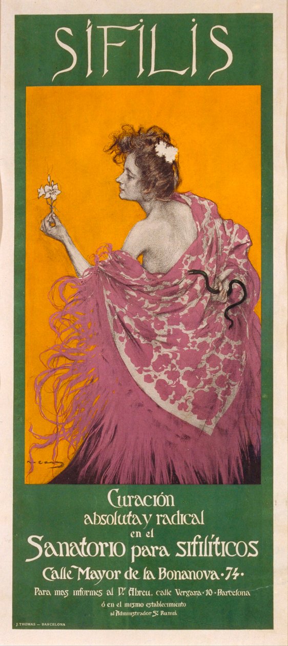 Syfilis (plakat) - Verk av Ramon Casas (1866-1932) - 1900 - Fargelitografi - 80x34,3 - National Art Museum of Catalonia, Barcelona av Ramón Casas