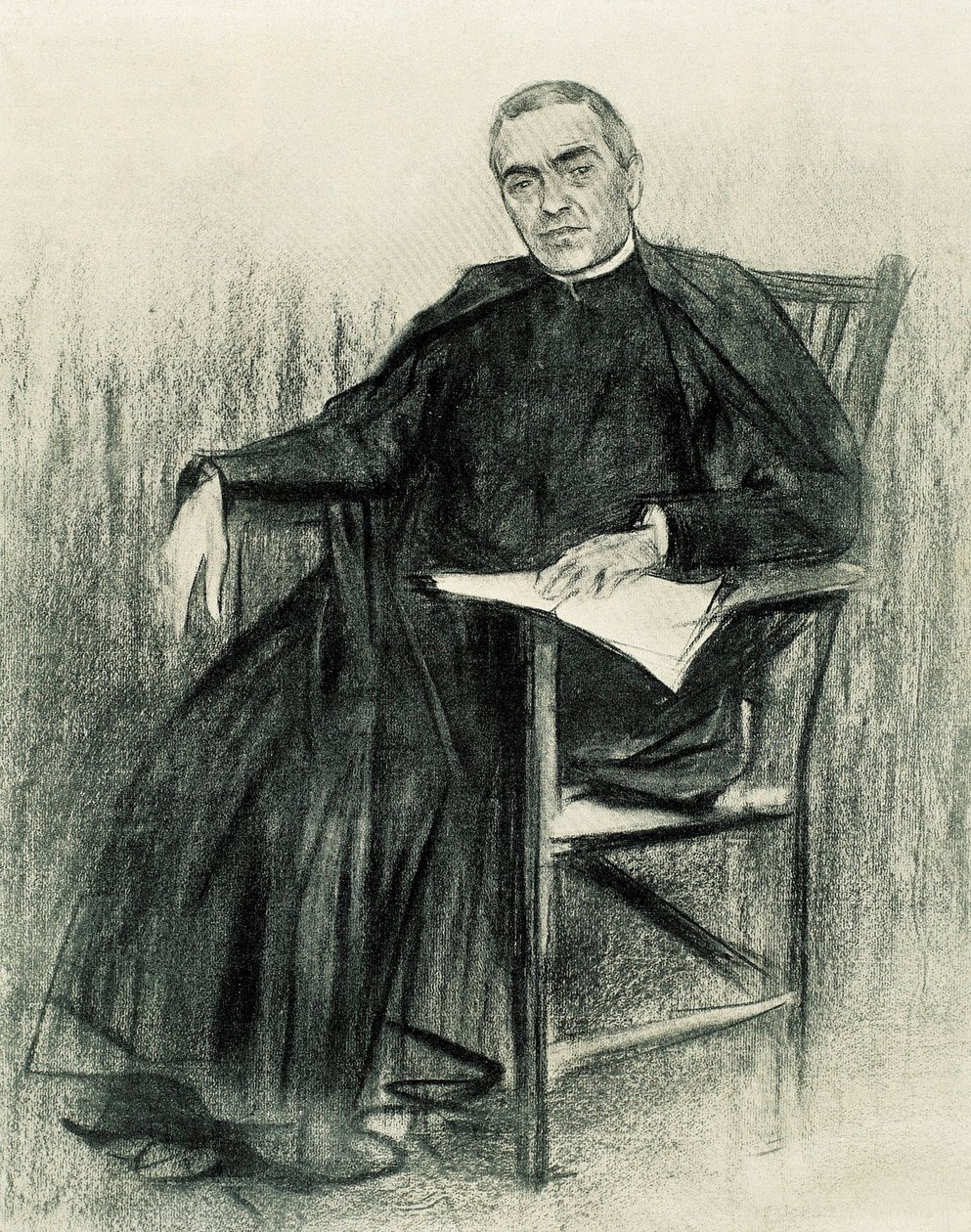 Portrett av den katalanske poeten Jacint Verdaguer (1845-1902) (tegning) av Ramon Casas i Carbo