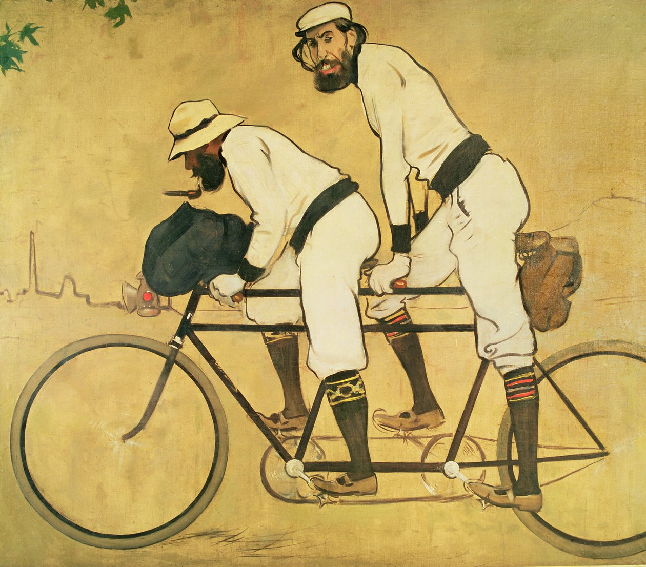 Selvportrett av Casas med Pere Romeu på en tandem av Ramon Casas i Carbo