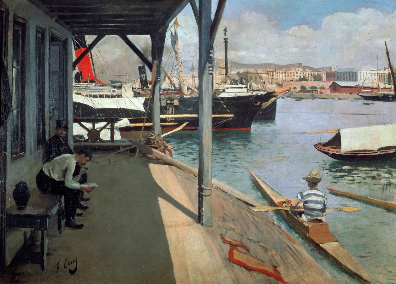 Havnen i Barcelona av Ramon Casas i Carbo