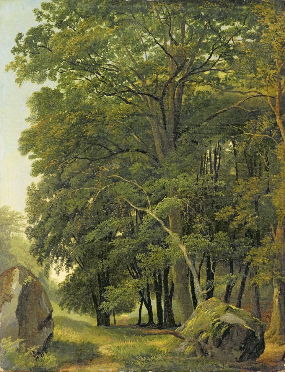 Et skogslandskap (olje på papir på panel) av Ramsay Richard Reinagle