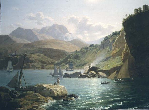 En utsikt over kysten av Vietri Sul Mare og landsbyen Raito, i Salernobukten av Ramsay Richard Reinagle