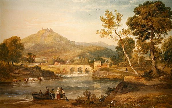 Llangollen, Wales (akvarell på papir) av Ramsay Richard Reinagle