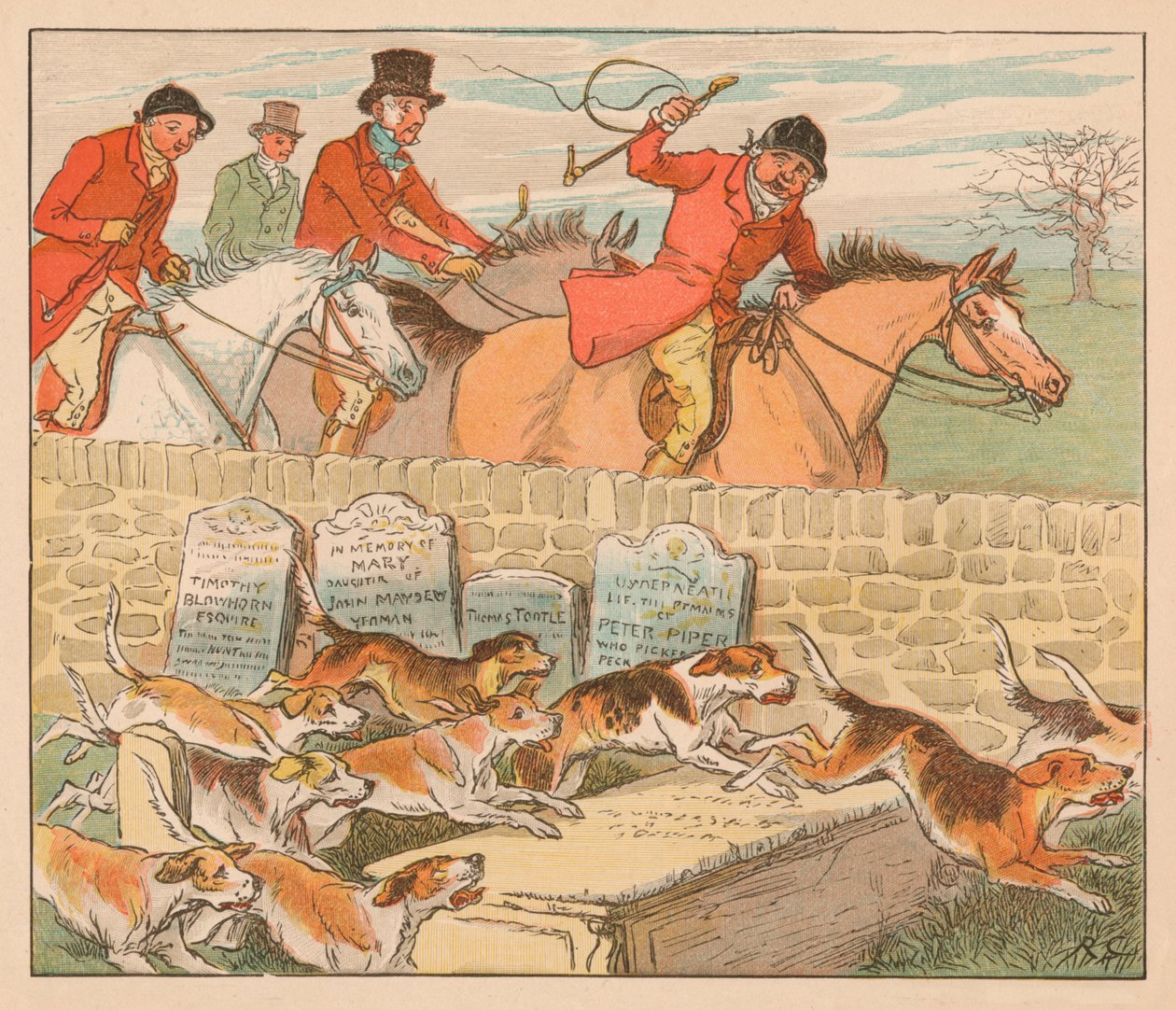 Når hundene kommer til syne, c1883. av Randolph Caldecott