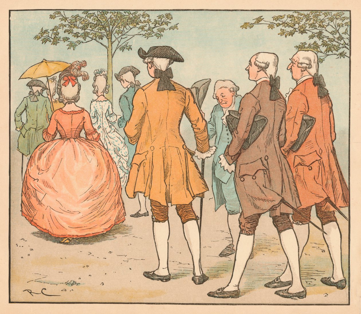 Hennes kjærlighet ble søkt ... Av tjue beaux og flere, c1885, 1934. av Randolph Caldecott