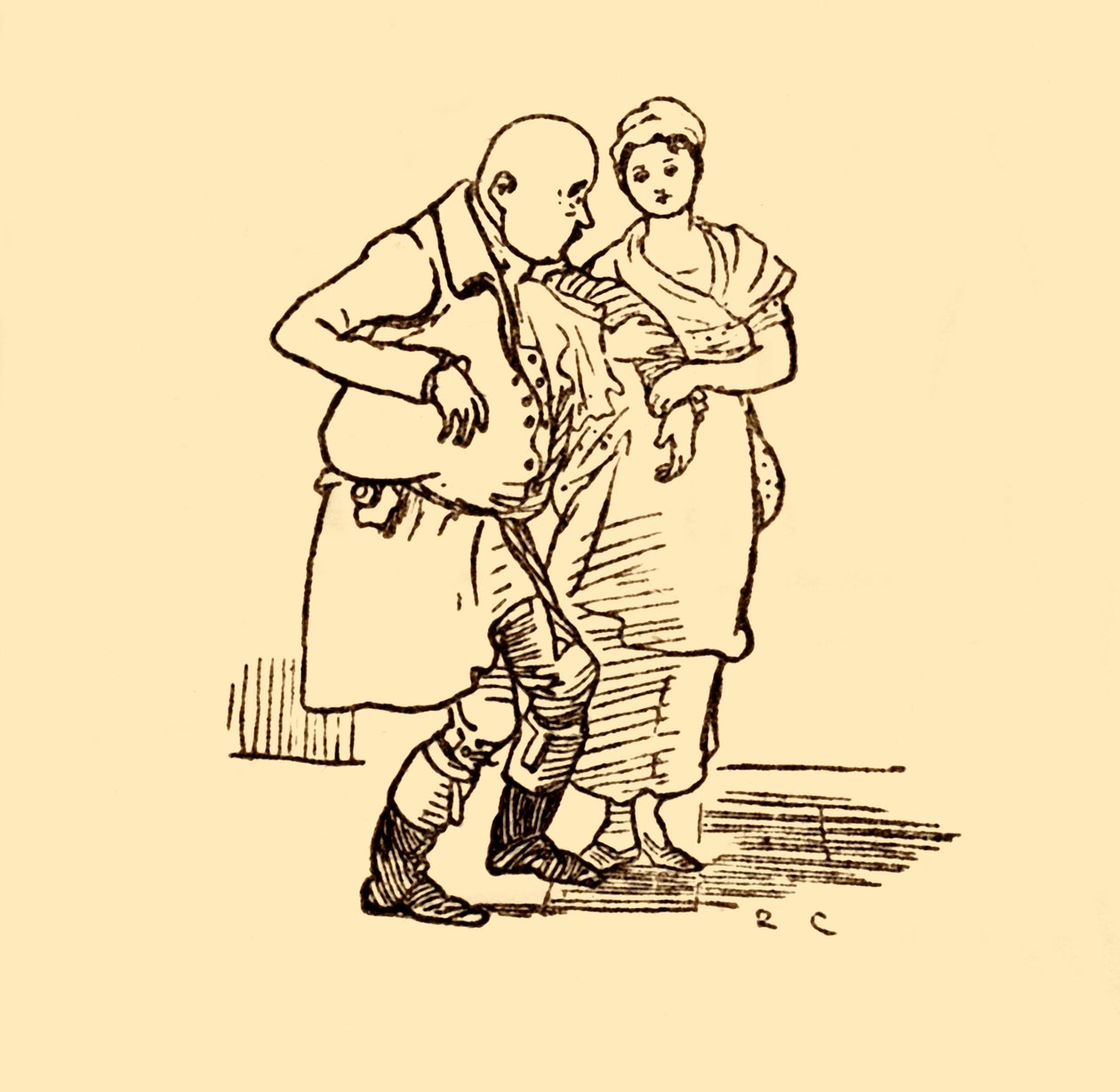 John Gilpin ankommer, hattløs og parykkløs nok en gang, 1878, c1918. av Randolph Caldecott