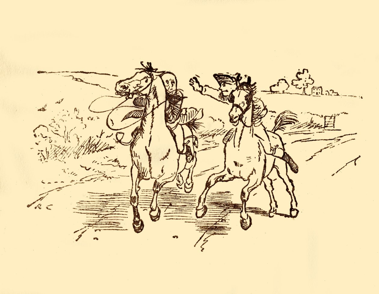 John Gilpin blir funnet av postgutten fra Bell Inn, 1878, c1918. av Randolph Caldecott