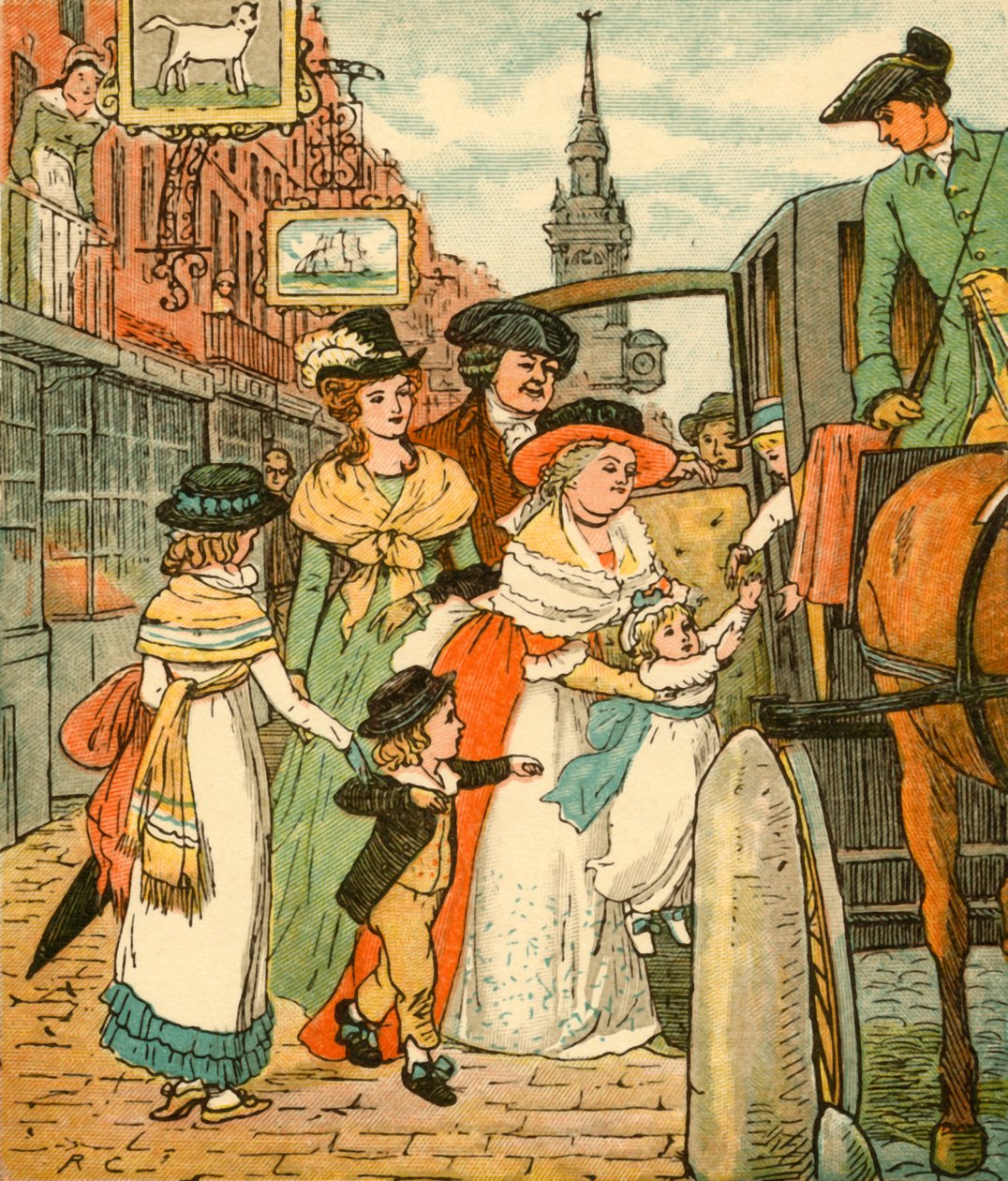 John Gilpin ser familien sin i sjeselong, 1878, c1918. av Randolph Caldecott