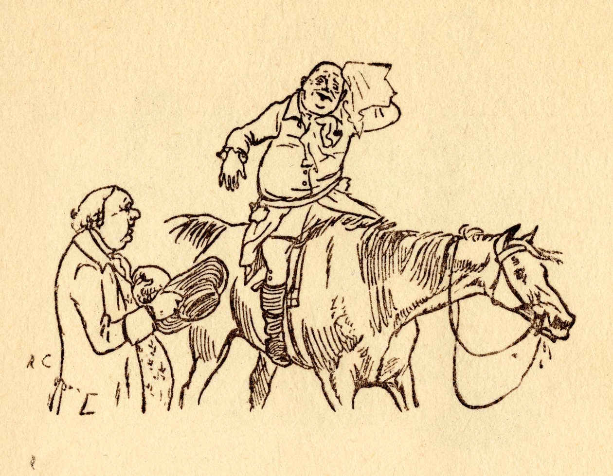 John Gilpin tørker det svette brynet med et lommetørkle, 1878, c1918. av Randolph Caldecott