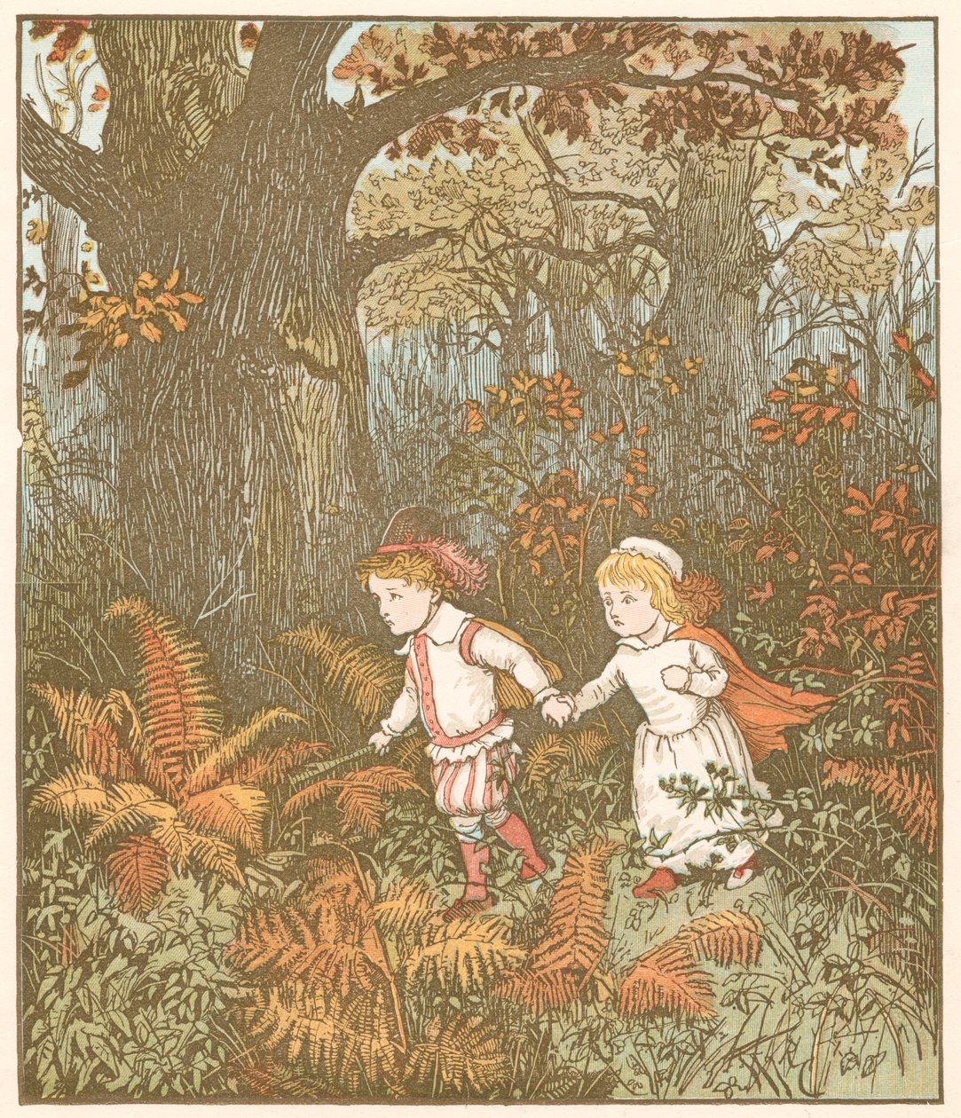 Scene fra The Babes Children in the Wood, 1878 av Randolph Caldecott