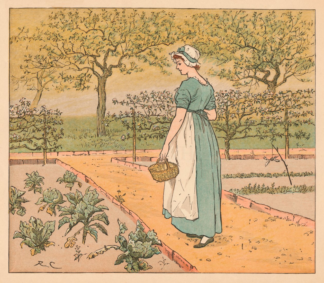 Så hun gikk inn i hagen, c1885, 1934. av Randolph Caldecott