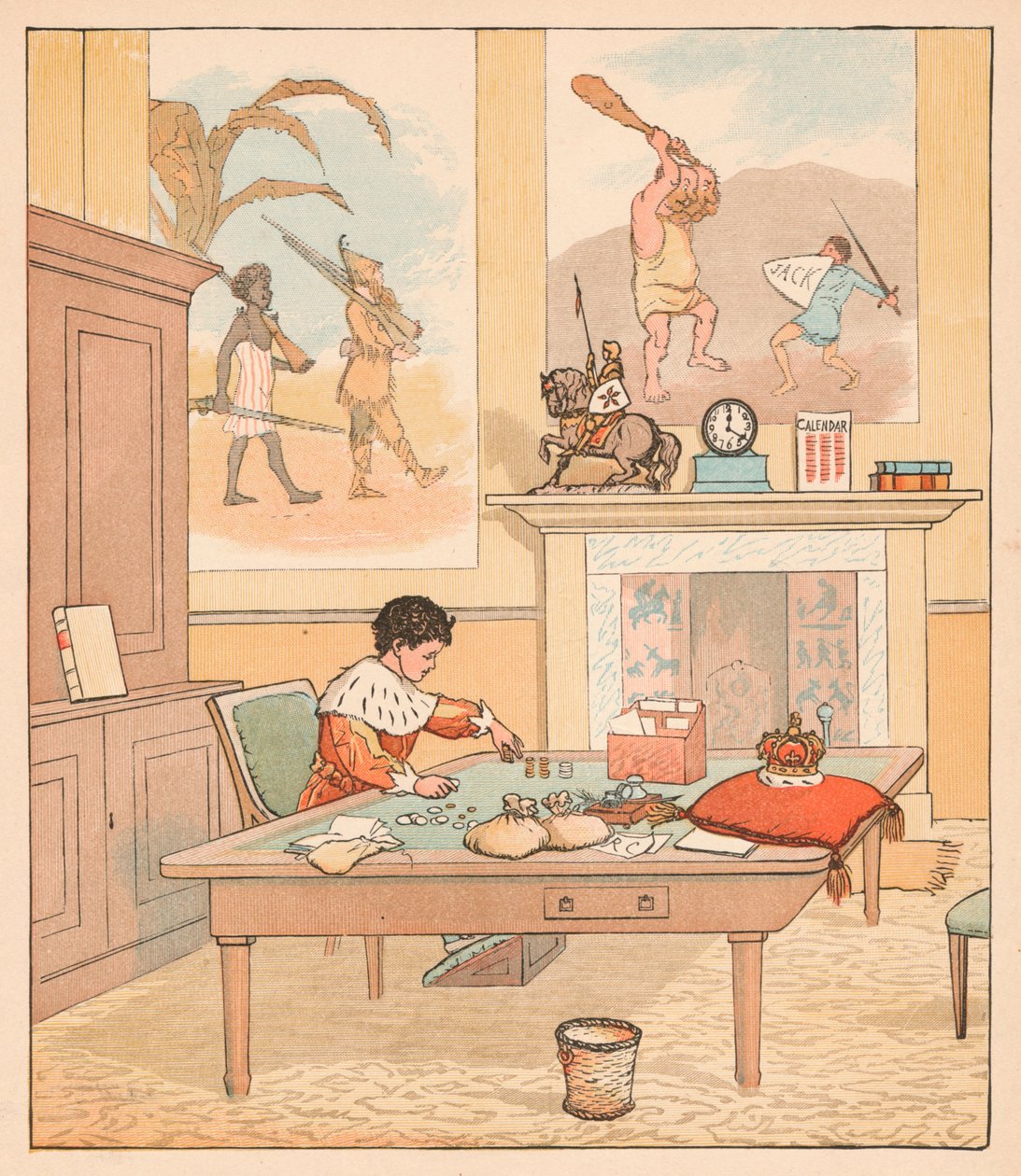 Kongen var i tellehuset sitt, Counting out his Money, 1880. av Randolph Caldecott