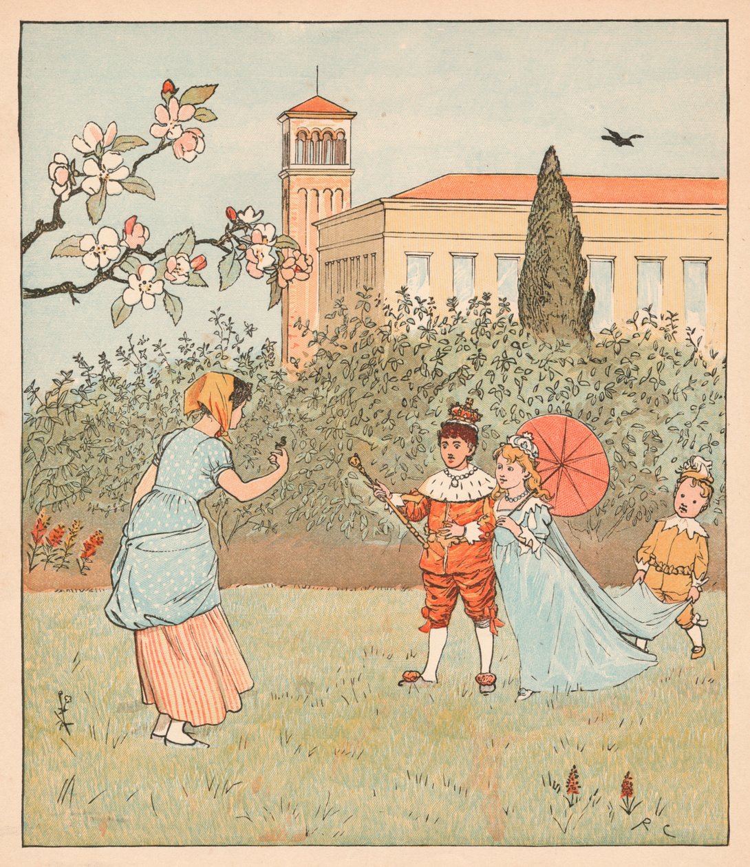 Hushjelpen og Jenny Wren, 1880. av Randolph Caldecott