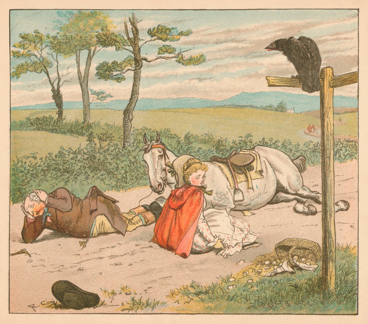 Hoppa brakk knærne og bonden hans krone, c1885, 1934. av Randolph Caldecott