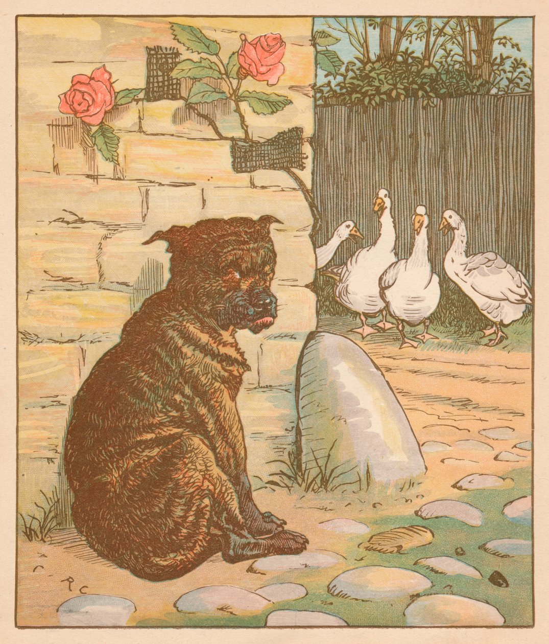 Hunden som bekymret katten..., c1878. av Randolph Caldecott