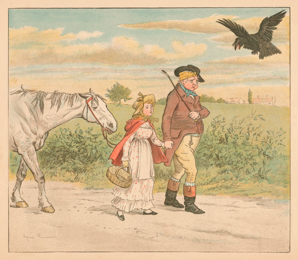 Den rampete ravnen fløy leende bort, c1885, 1934. av Randolph Caldecott