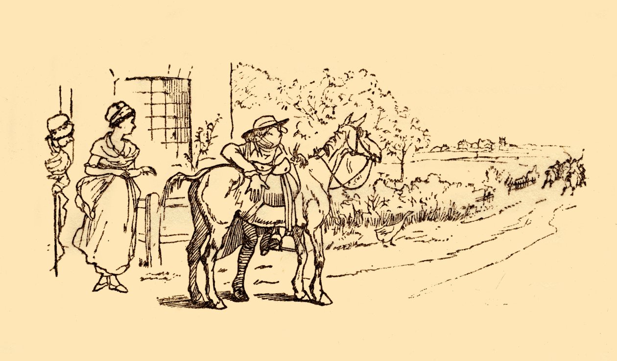 Landsbyboere ser på fargetonen og gråter, 1878, c1918. av Randolph Caldecott
