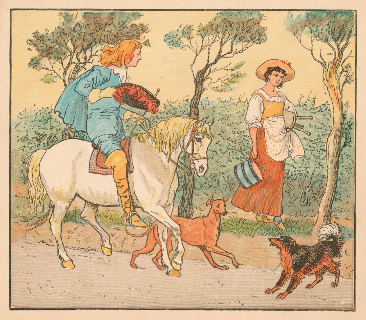 Hvor skal du, min vakre hushjelp, c1882. av Randolph Caldecott