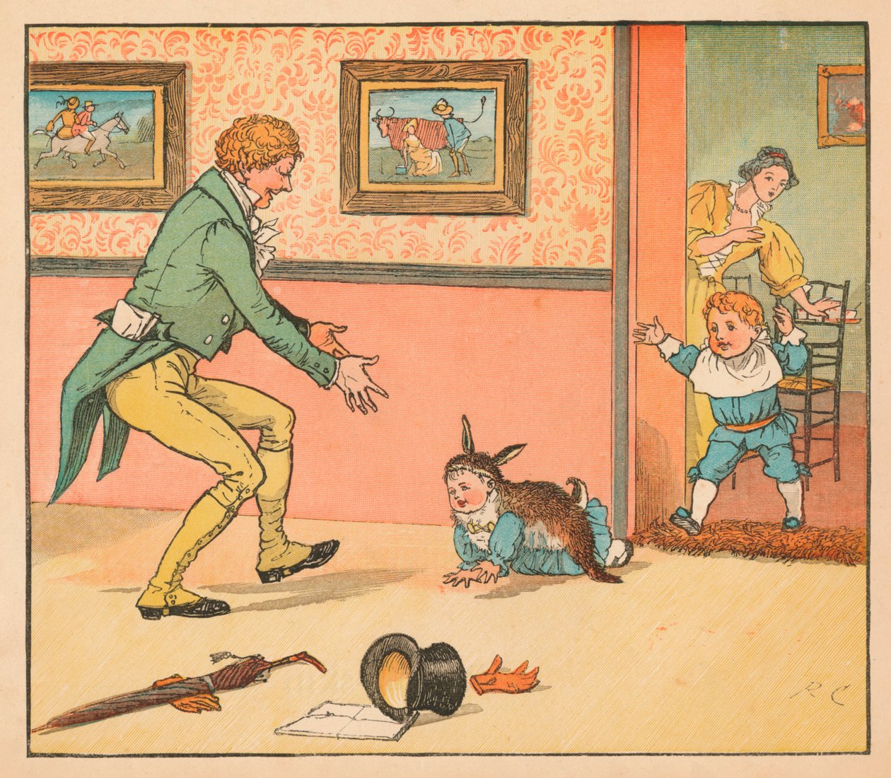 ...et kaninskinn til å pakke babyspurven inn i, c1880. av Randolph Caldecott