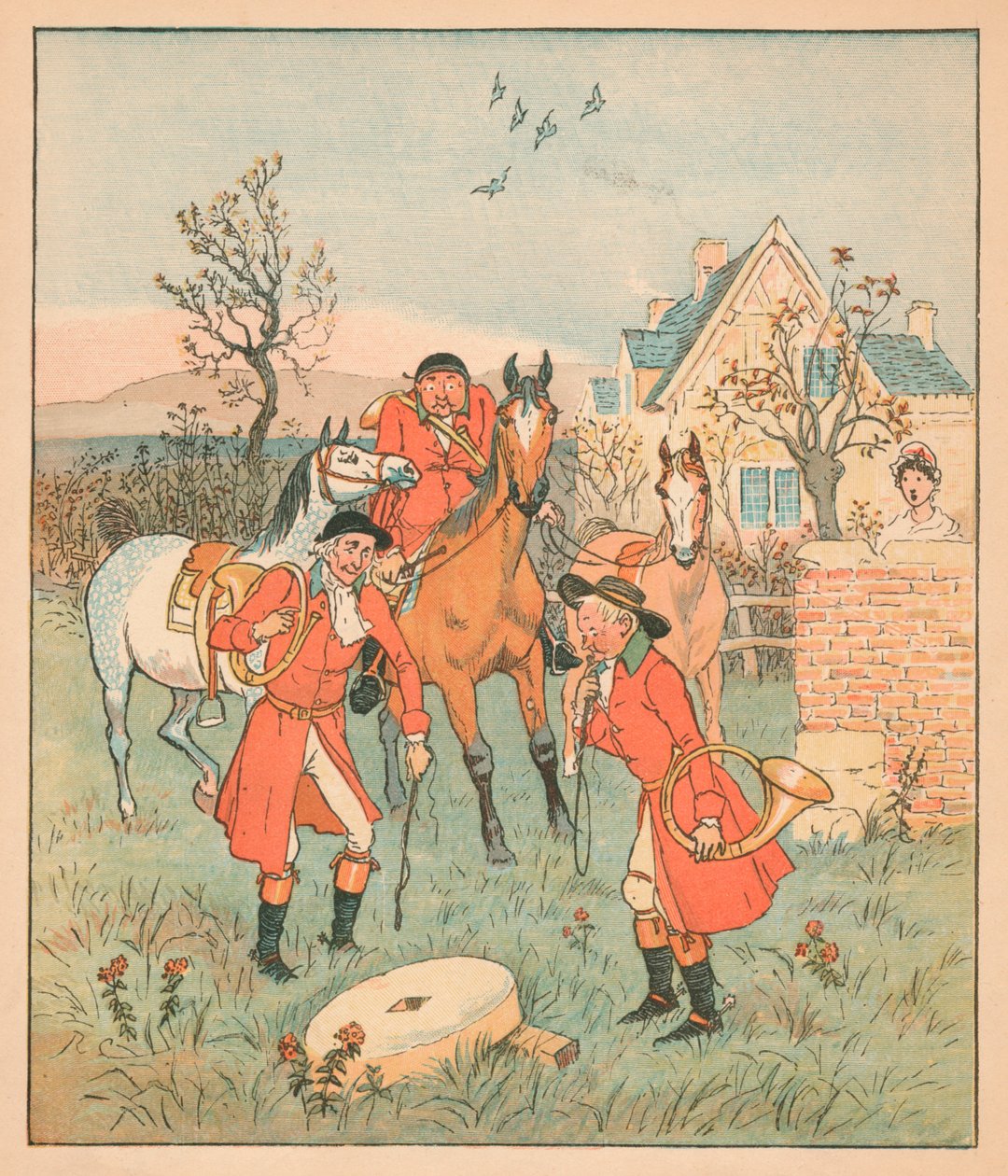 ...den neste tingen de fant, var en grynt, grindin grindle-stone..., 1880. av Randolph Caldecott