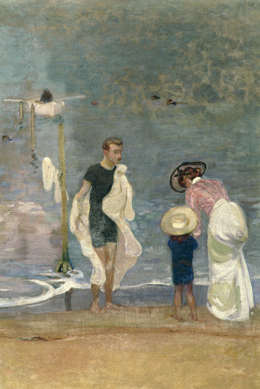 På stranden (olje på lerret) (detalj) (se også 164322) av Raoul Du Gardier