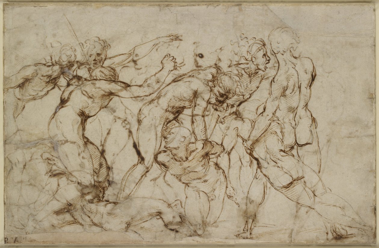 Et slag av nakne krigere med fanger, WA1846.179 av Raffaello Sanzio Raphael