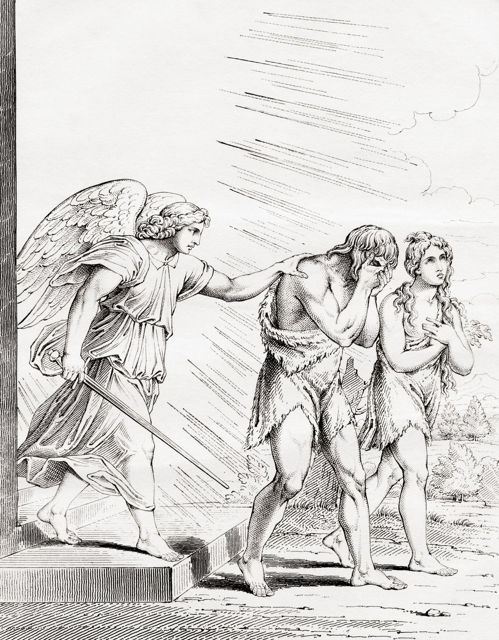Adam og Eva drevet ut av paradiset, 1800-tallet av Raffaello Sanzio Raphael