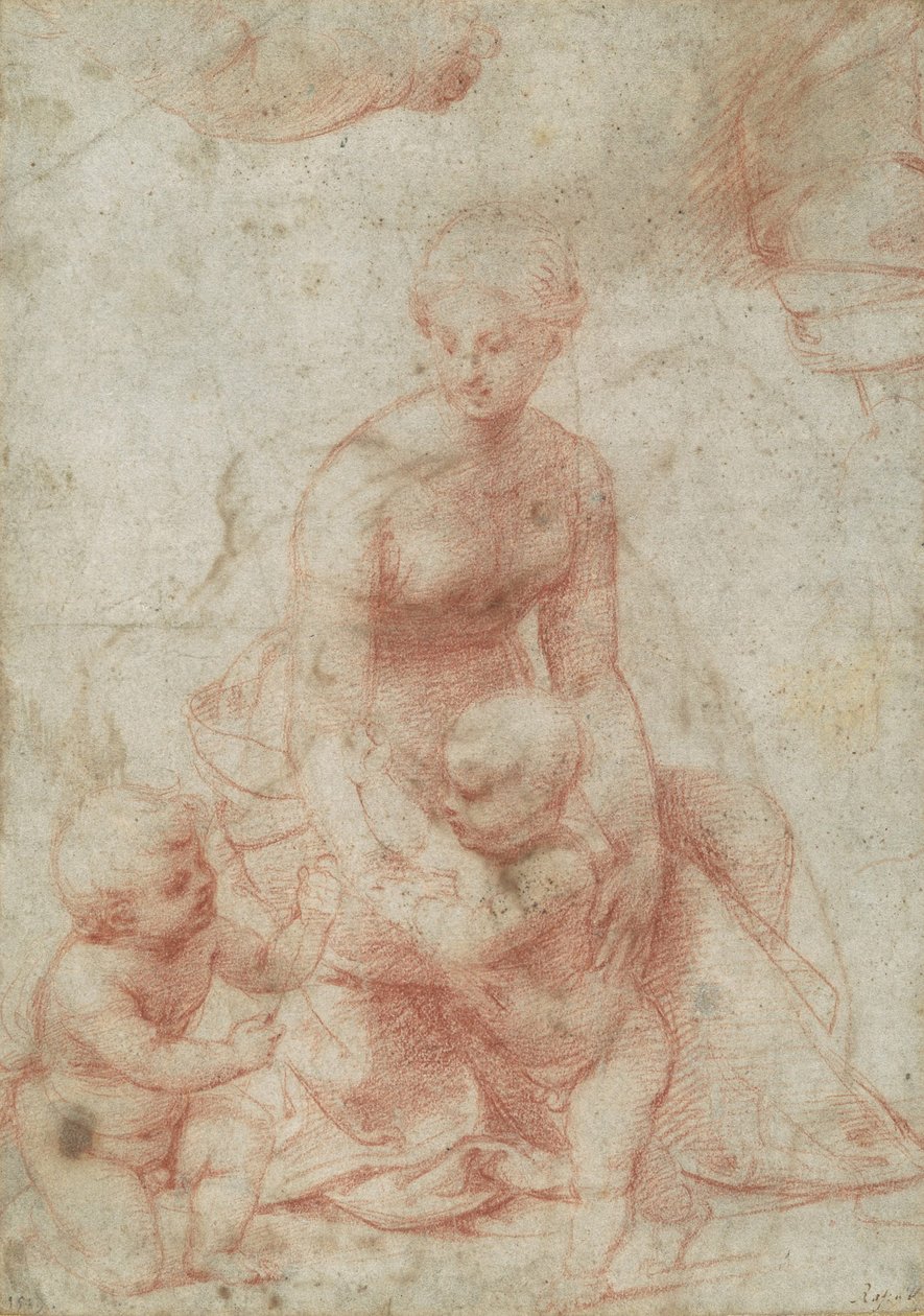 Madonna og barn med spedbarnet St. Johannes døperen, ca. 1506-7 av Raffaello Sanzio Raphael