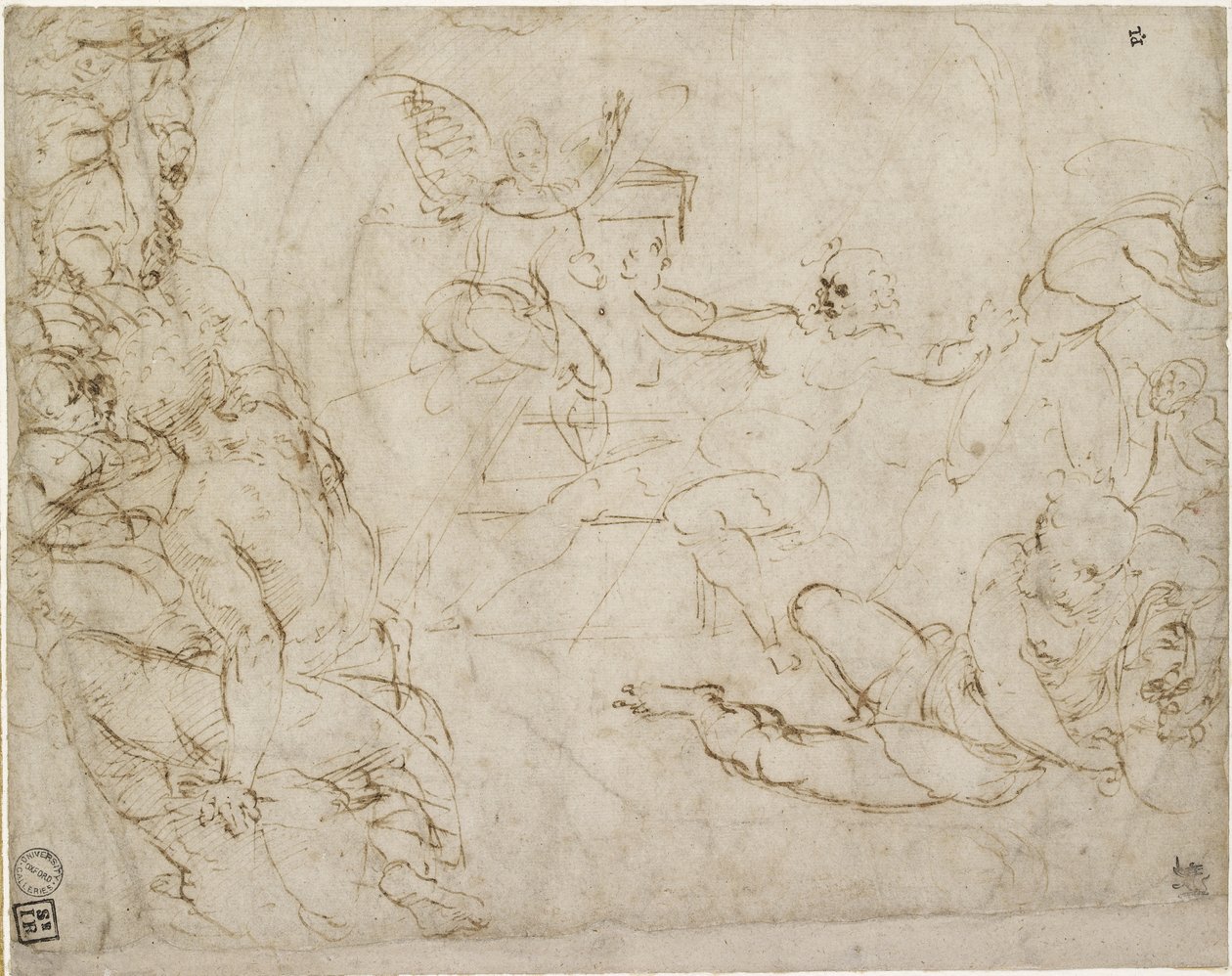 Recto: Design for den nedre delen av a Composition of the Resurrection, WA1846.199 av Raffaello Sanzio Raphael