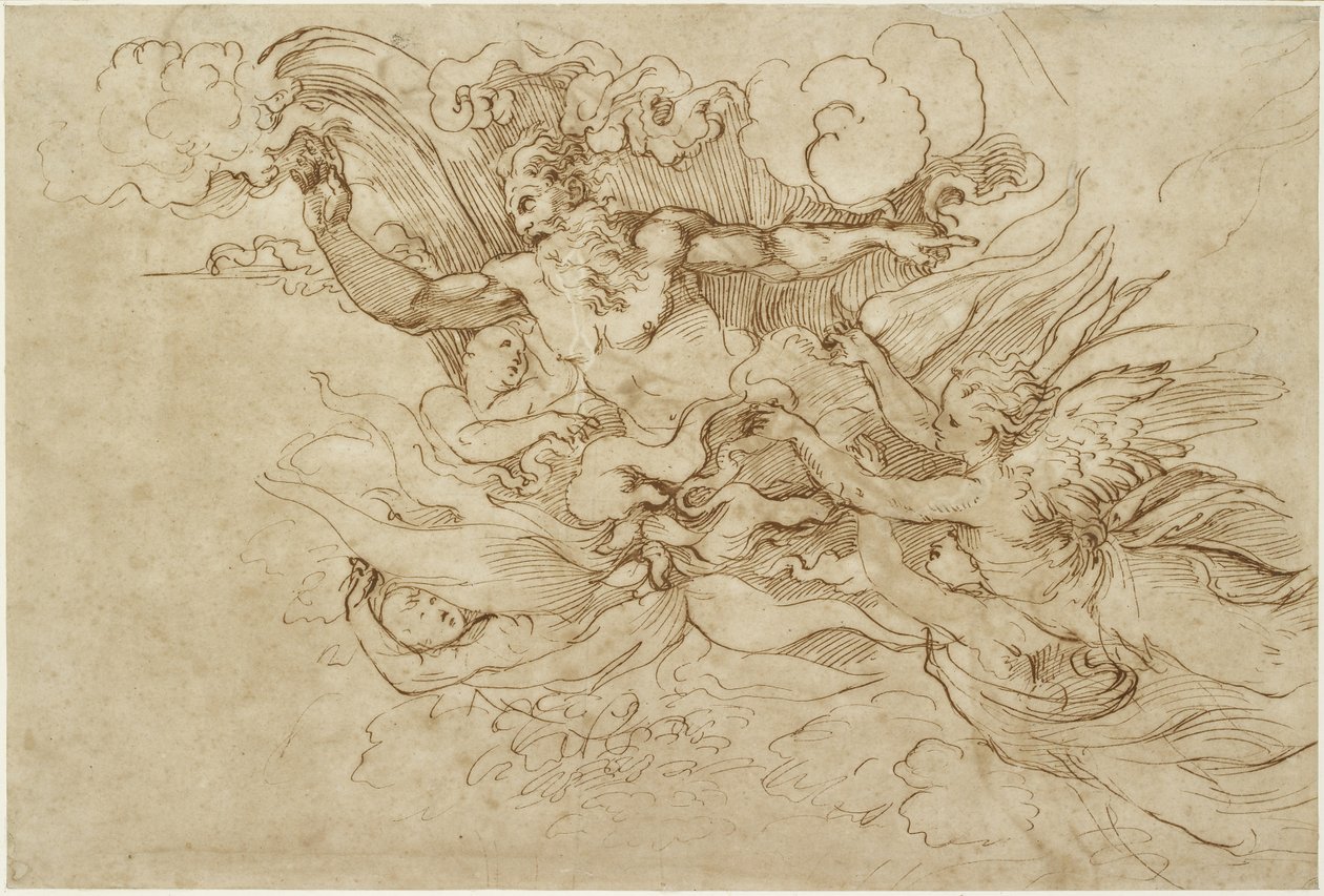 Rekto: Studie for Gud som viser seg til Moses, WA1846.138 av Raffaello Sanzio Raphael