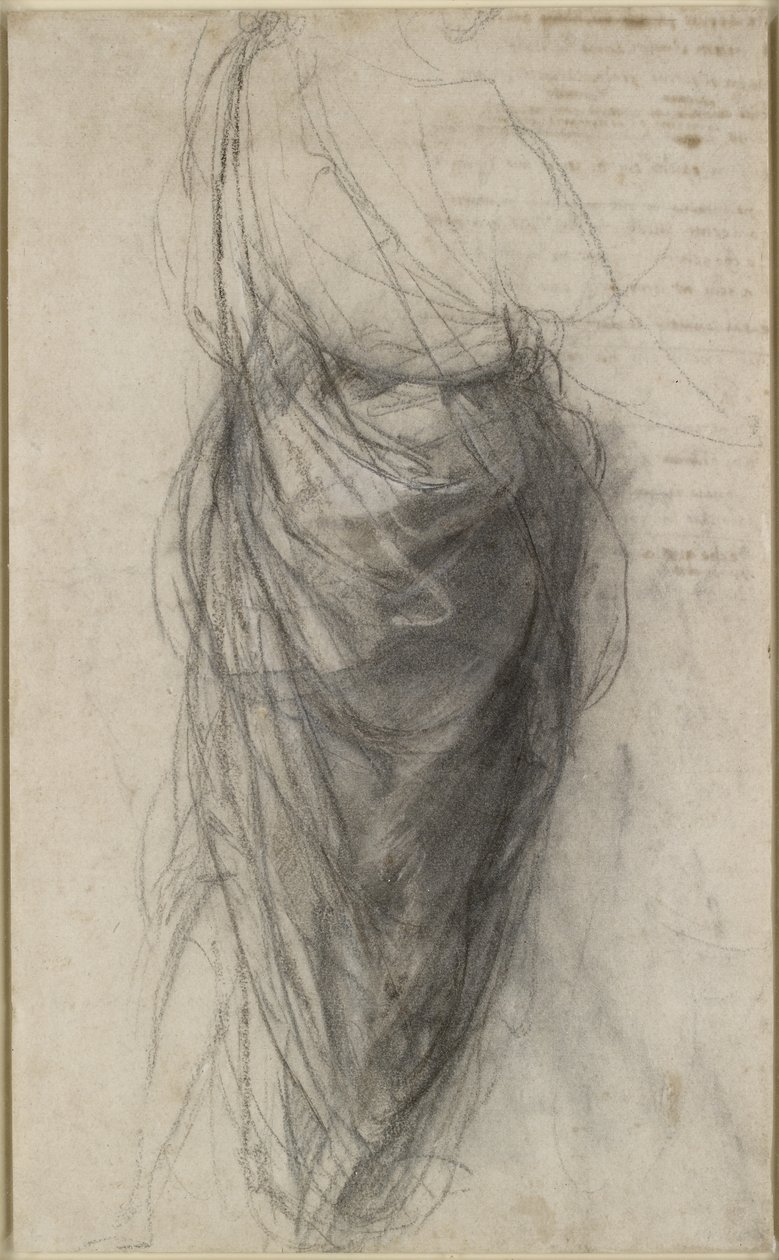 Recto: Studie for draperiet til en mann i bakfra av Raffaello Sanzio Raphael