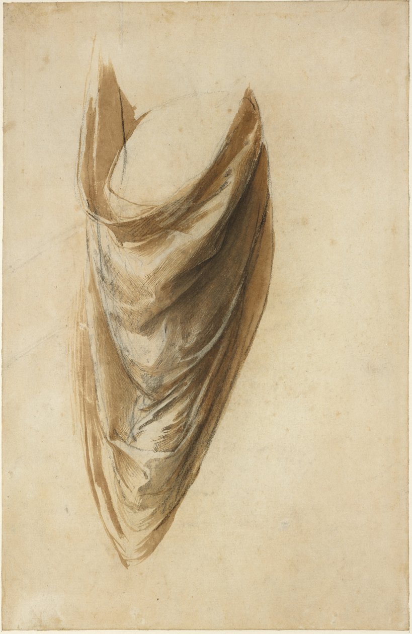 Recto: Studie av draperi for en stående figur av Raffaello Sanzio Raphael