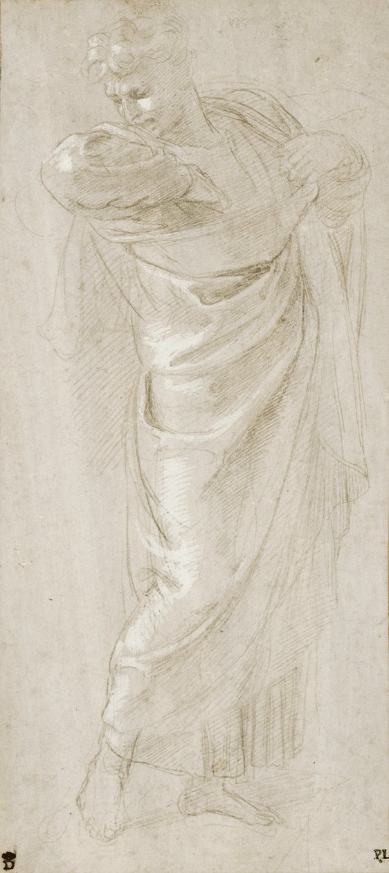 St. Paul river klærne sine, 1515-1516 (metallspiss og hvit kroppsfarge på papir) av Raffaello Sanzio Raphael