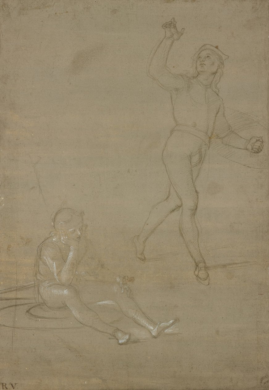 Studier for to soldater, den ene sover, den andre stående, WA1846.149 av Raffaello Sanzio Raphael