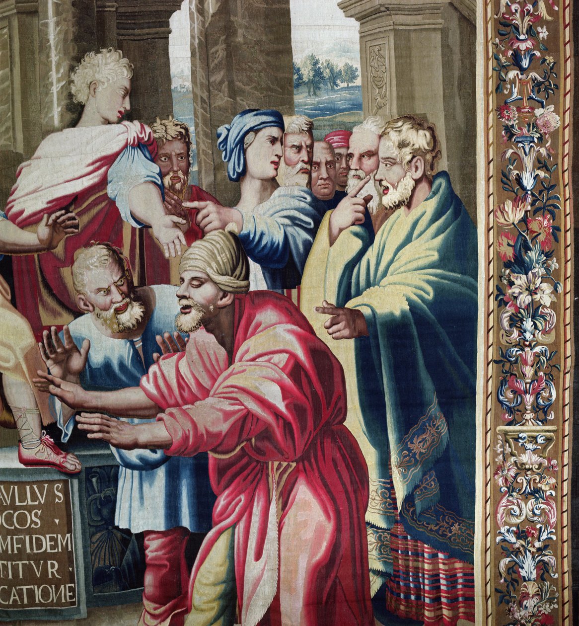 Tapet som skildrer Apostlenes gjerninger, blindingen av Elymas detalj av Elymas trollmannen slo blind, vevd på Beauvais verksted under ledelse av Philippe Behagle 1641-1705, 1695-9 av Raffaello Sanzio Raphael