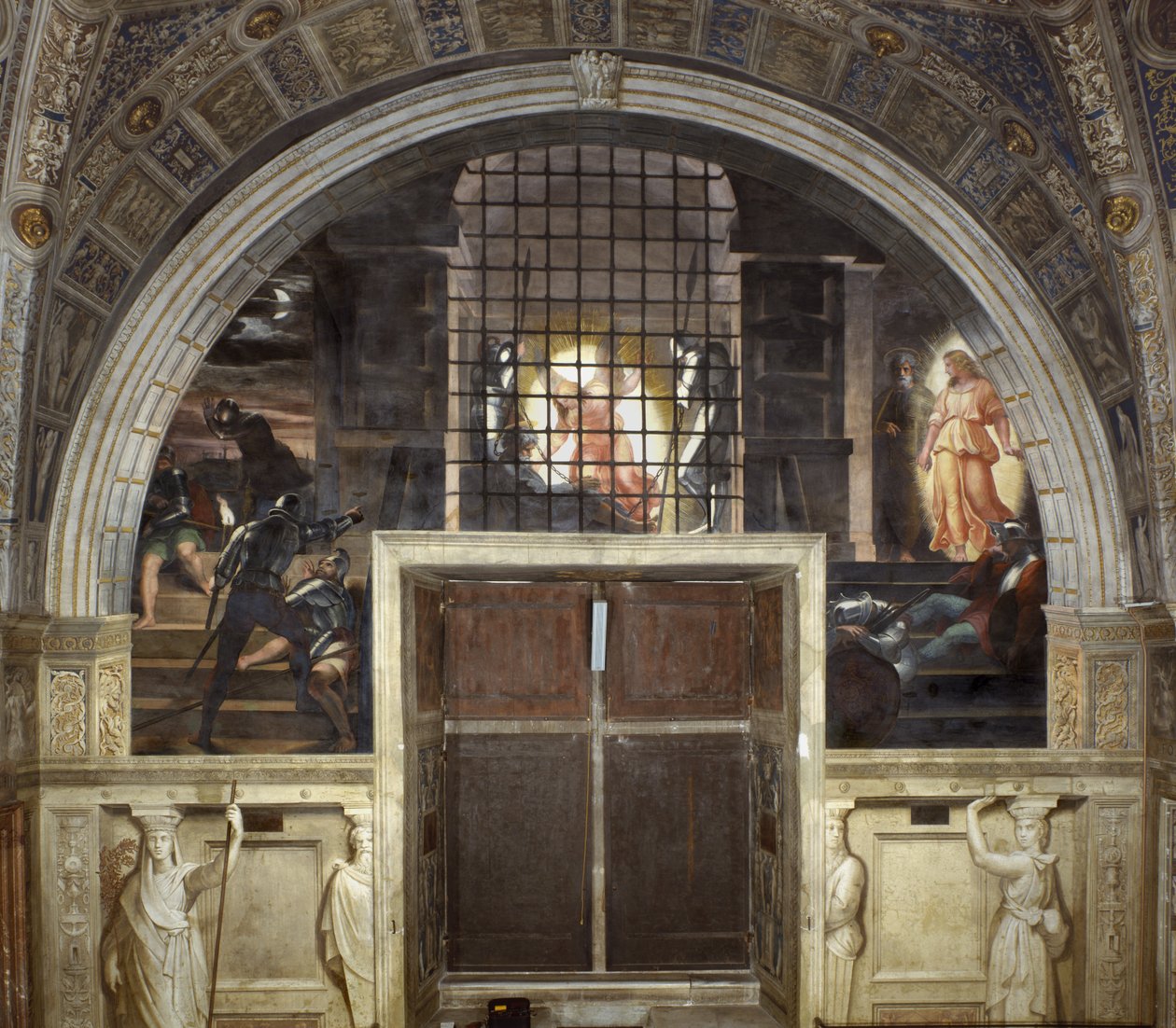 The Liberation of Saint Peter, Room of Heliodorus, 1514 av Raffaello Sanzio Raphael