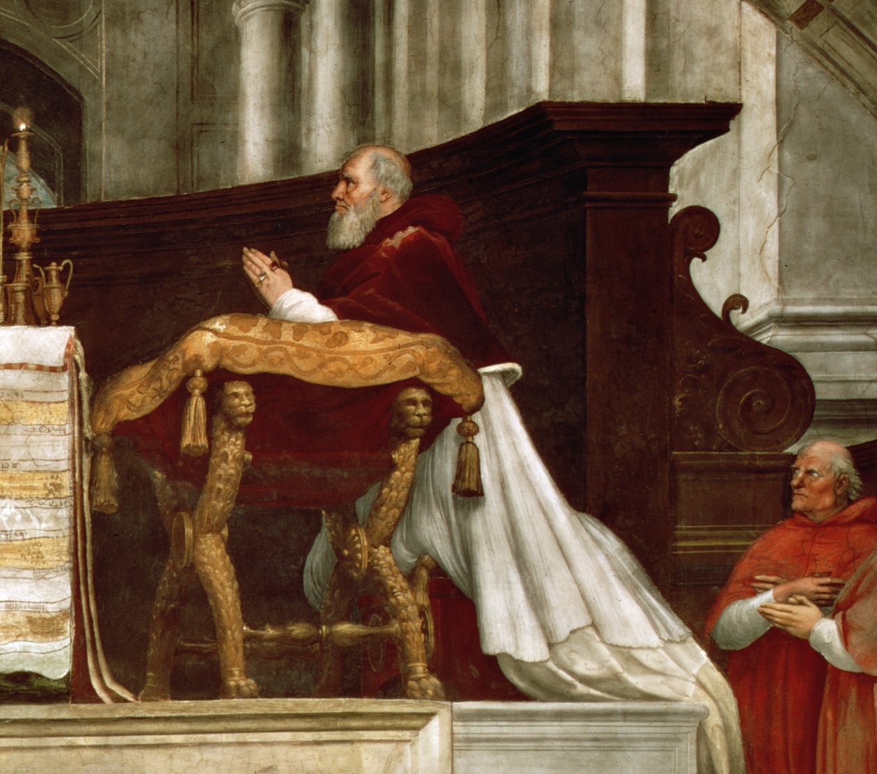 Bolsenas messe, fra Stanza dellEliodor, 1511-14 freskodetalj av 30259 av Raffaello Sanzio Raphael