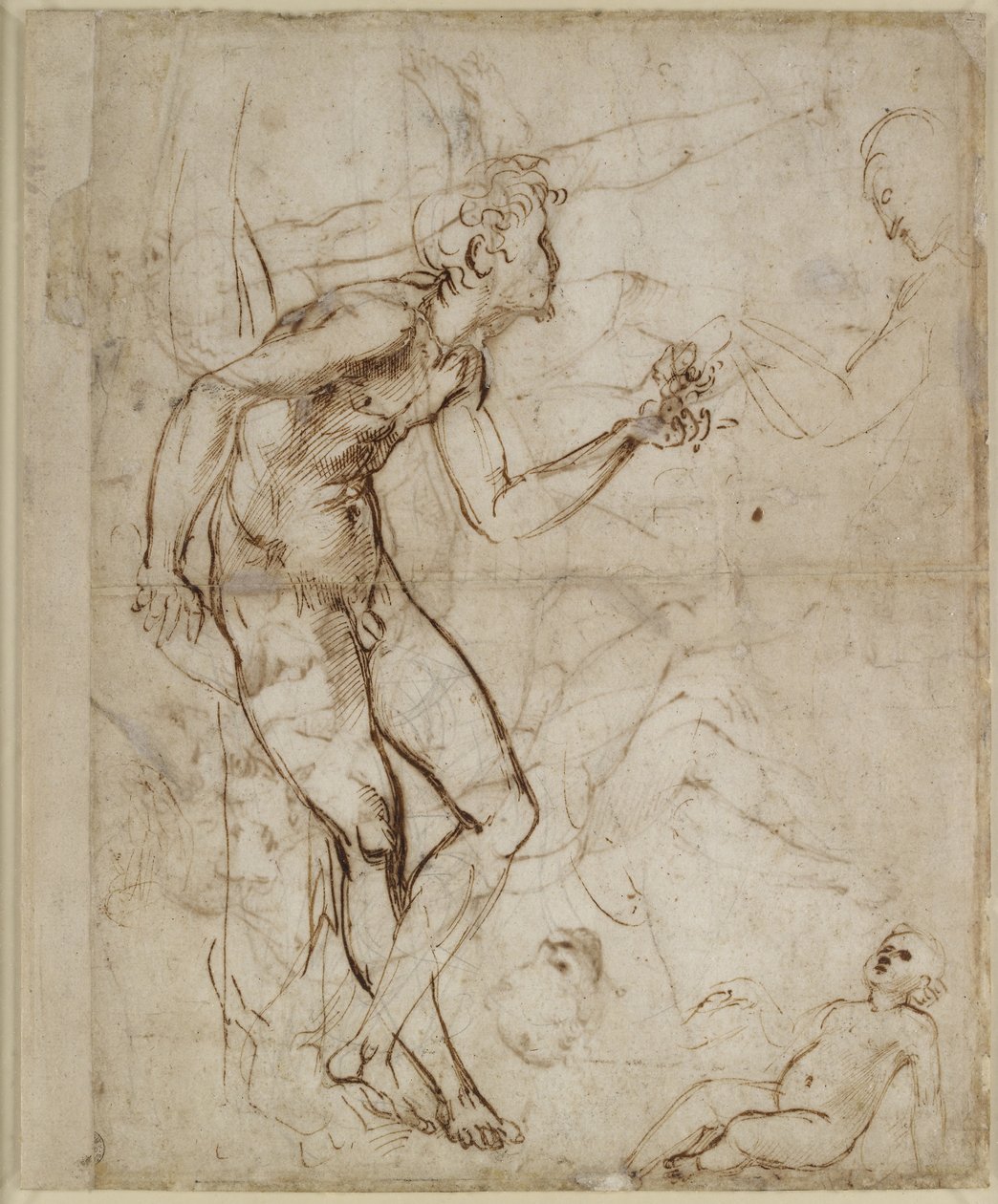 Verso: Adam fristet, WA1846.180 av Raffaello Sanzio Raphael